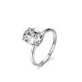 Elegant S925 sterling silver ring featuring a large oval-cut sparkling zircon solitaire - US Size 5 / Silver