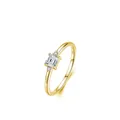 Elegante anello in argento S925 dorato con zircone a taglio quadrato dallo stile minimal - Taglia US 5 / Oro