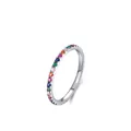 Anillo minimalista de plata de ley S925 con circonitas de colores arcoíris - Talla EE. UU. 5 / Piedra de Colores