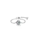 Adjustable S925 sterling silver chain ring with a brilliant round cubic zirconia stone - Adjustable Open / Silver