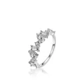 Anello in argento sterling S925 con zirconi irregolari a goccia e taglio quadrato - Taglia US 5 / Argento