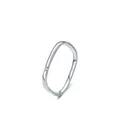 Minimalistischer S925 Sterling Silber Oval-Ring in Silber mit einem kleinen Edelstein - US-Größe 5 / Silber