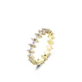Bague élégante en argent sterling S925 plaqué or avec zircons marquise et ronds sertis - Taille US 5 / Doré