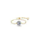 Adjustable S925 sterling silver chain ring in gold finish with sparkling zircon - Adjustable Open / Gold