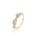 Elegante anello in argento S925 placcato oro con zirconi asimmetrici e pietre a goccia - Taglia US 5 / Oro