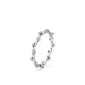 Irregular S925 sterling silver wavy ring with micro-set sparkling zircon stones - US 5 / Silver