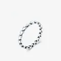 Minimalist S925 sterling silver heart-shaped open ring with elegant hollow design - US Size 5 / Silver