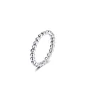 Bague perlée minimaliste en argent sterling S925 avec un design poli à billes - Taille US 6 / Bande Perlée Haute Polie (RHR621)