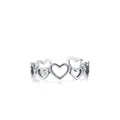 Minimalistischer S925 Sterlingsilber Ring mit elegantem hohlem Herzmuster-Design - Einstellbar Offen / Silber
