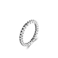 Bague en argent sterling S925 avec motifs de cœurs noirs et gravure Forever Love - Taille US 6 / Bague Gravée Cœur Noir (RHR495)