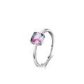 S925 Sterling Silber Ring mit quadratischem Gradient-Tourmalin auf klarem Hintergrund - US-Größe 5