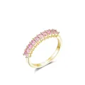 Elegante anello in argento S925 con 11 zirconi ovali rosa finitura dorata misura 7 - US-5 / Oro