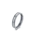 Vintage-Ring aus 925er Sterlingsilber mit polierter Mitte und geflochtenen Kordelkanten - US-Größe 5 / Silber