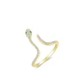 Minimalist S925 sterling silver snake ring in gold finish with white and green stones - US Size 5 / Gold