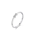 Elegante anello a fiocco in argento sterling S925 con zirconi micro-incastonati in argento - Taglia US 5 / Argento