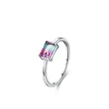 Anello elegante in argento 925 con gemma rettangolare sfumata in una montatura a quattro griffe - Taglia US 5 / Argento