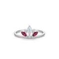 Squisito anello a corona in argento S925 con pietre aurora e dettagli in zircone - Taglia US 5 / Argento