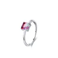 Anillo minimalista de plata esterlina S925 con una piedra preciosa cuadrada degradada - Talla EE. UU. 5 / Plateado
