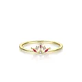 Anello a corona minimalista in argento S925 con pietre rosa e finitura dorata - Taglia US 5 / Oro