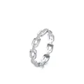 Anello a catena groumette in argento S925 con zirconi incastonati e finitura lucida - Taglia US 5 / Argento
