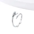 Verstellbarer S925 Sterlingsilber Meerjungfrauenschwanz Ring mit polierter Oberfläche - Einstellbar Offen / Silber