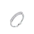 Anello minimalista in argento sterling S925 con sette zirconi rotondi scintillanti - Taglia US 5 / Argento