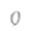 Retro Ring aus 925er Sterlingsilber in Blattform mit Zirkonia auf weißem Grund - US-Größe 5 / Ring