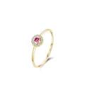 Exquisite S925 sterling silver ring with square pink gemstone and white pavé stones - US Size 5 / Gold