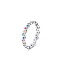 Minimalistischer S925 Silberring Eternity-Stil mit bunten Regenbogen Edelsteinen - US-Größe 5 / Silber