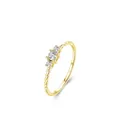 Anello a corda in argento S925 dorato con tre pietre di zircone cubico incastonate - Taglia US 5 / Oro