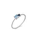 Anello in argento S925 a fune con pietre di zircone blu chiaro e blu scuro lucido - Taglia US 5 / Argento