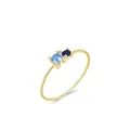 Anello minimalista in argento S925 dorato con fascia a treccia e due pietre blu - Taglia US 5 / Oro