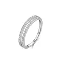 Elegante S925 sterling zilveren ring met dubbele rij zirkonia en kruisontwerp - US Maat 6 / 925 sterling zilver