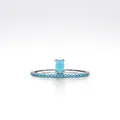 Anello in argento sterling S925 con turchese ovale e accenti di pavé dal design chic - Taglia US 5 / Argento
