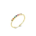 Minimalist S925 sterling silver rainbow ring with colorful gemstone setting in gold finish - US Size 5 / Gold