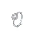 Elegant S925 sterling silver ring with micro-pave double halo round diamonds - US Size 5