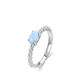 Eleganter 925er Sterlingsilberring mit blauem ovalem Opal und Perlenband im Bubble-Design - US-Größe 5 / Silber