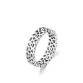 Vintage 925 sterling silver hollow heart ring with S925 stamp on a white background - US Size 5 / Silver