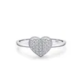 Anello a cuore in argento sterling S925 con pavé di micro-diamanti e finitura lucida - Taglia US 5 / Argento