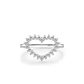 Eleganter S925 Sterling Silber Ring mit hohlem Herz und funkelndem Zirkonia-Besatz - US-Größe 5 / Silber