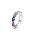 Elegant S925 sterling silver eternity ring featuring vibrant rainbow zircon gemstones - US Size 5