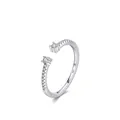 Adjustable S925 sterling silver ring featuring sparkling zircon stones and micro-pave - US Size 5 / Silver