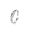 Anello in argento sterling S925 a tre strati con croce in cristallo per donne - Taglia US 5 / Argento