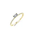 Anello in argento sterling S925 placcato oro con cristallo centrale taglio baguette - Taglia US 5 / Oro