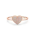 Elegante anello a cuore in argento S925 finitura oro rosa con pavé di micro diamanti - Taglia US 5 / Oro rosa