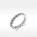 Anello in argento sterling S925 con design a foglie continue e micro-pavé di zirconi - Taglia US 5 / Argento sterling 925