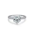 Elegante anello di fidanzamento in argento 925 con zircone a cuore e pavé di pietre - Taglia US 5 / Argento