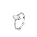Ring aus S925 Sterlingsilber mit rechteckigem weißem Opal und Akzentdiamanten - US-Größe 5 / Ring (RHS817)