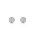 Elegant 925 sterling silver round micro-pave stud earrings with sparkling white zircons - Silver