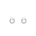 Orecchini a cuore in argento 925 con cerchio micro-intarsiato di zirconi per donna - Argento 925 / Argento
